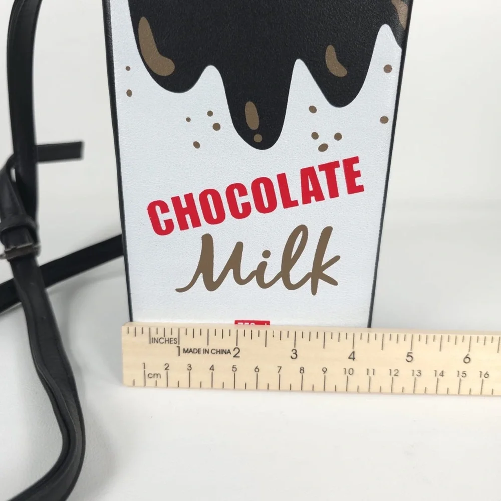 NEW CHOCOLATE MILK Carton Adjustable Strap FAUX LEATHER‎ CROSSBODY PURSE